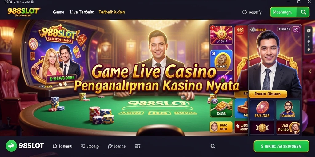 Gameplay nyata dengan dealer langsung dalam aplikasi 988SLOT.