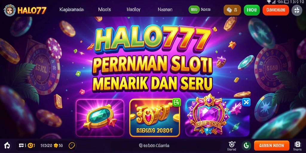 Tampilan gameplay menakjubkan dalam HALO777 dengan simbol dan efek menarik.