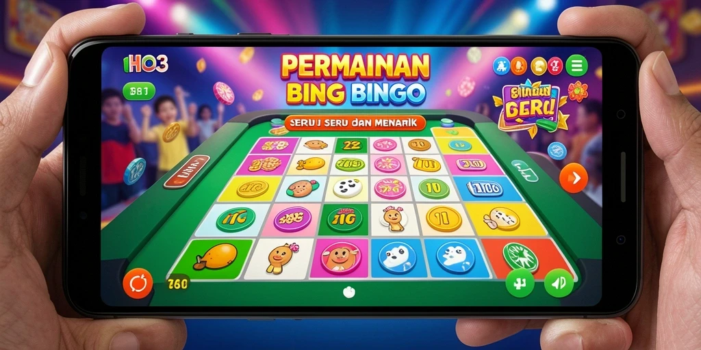 Tampilan gameplay seru di HO3 dengan kartu Bingo yang berwarna-warni.