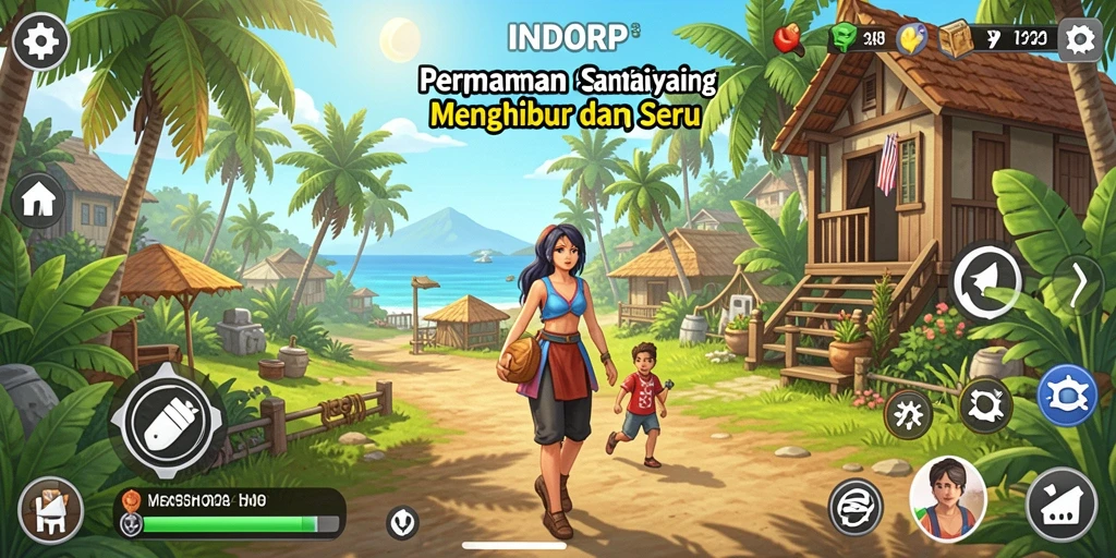 Tampilan gameplay INDORP yang penuh warna dan menghibur.