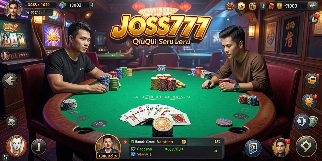 Screenshot JOSS777 menampilkan momen seru dalam permainan QiuQiu.