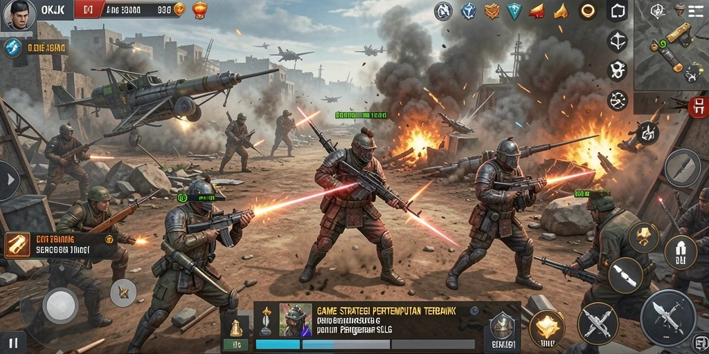 Tampilan gameplay <strong>OKJK</strong> dengan aksi pertempuran yang intens.