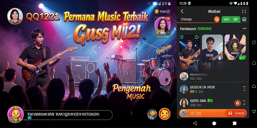 Tangkapan layar gameplay QQ1221 menunjukkan aksi permainan musik yang seru.
