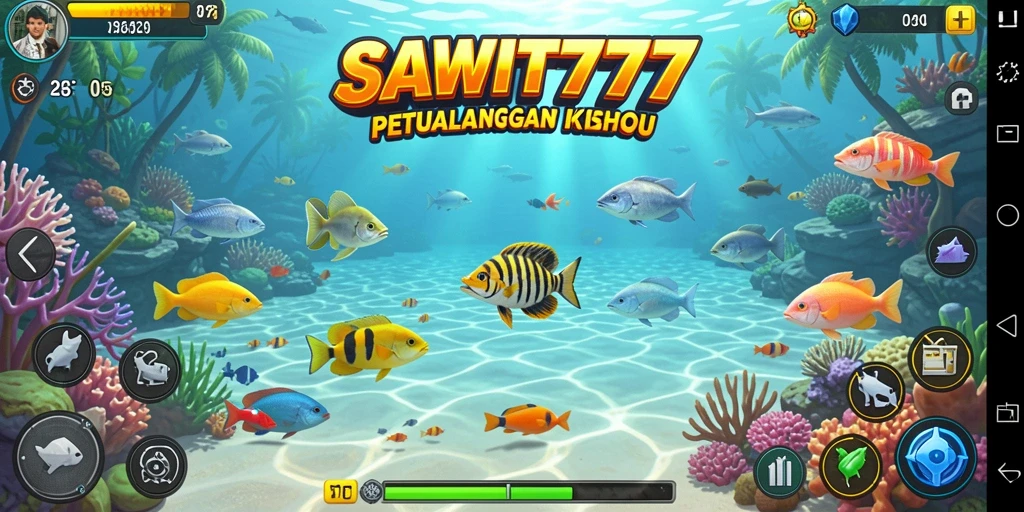 Tangkapan layar gameplay seru di bawah laut Tembak Ikan.
