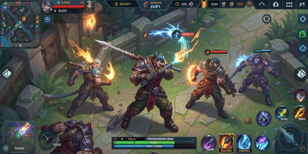 Tampilan seru dalam pertarungan gameplay SVIP1 MOBA.